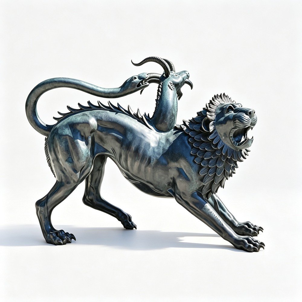 Handcrafted Reproduction of the Chimera of Arezzo Bronze Sculpture