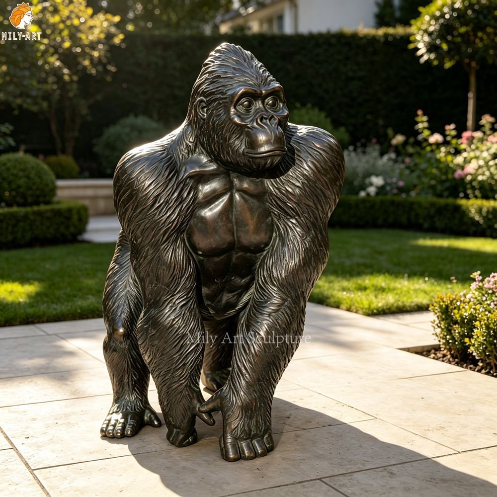 Life Size Bronze Gorilla Sculpture -Walking Gorilla MLBS-387 Life Size Bronze Gorilla Sculpture for Garden
