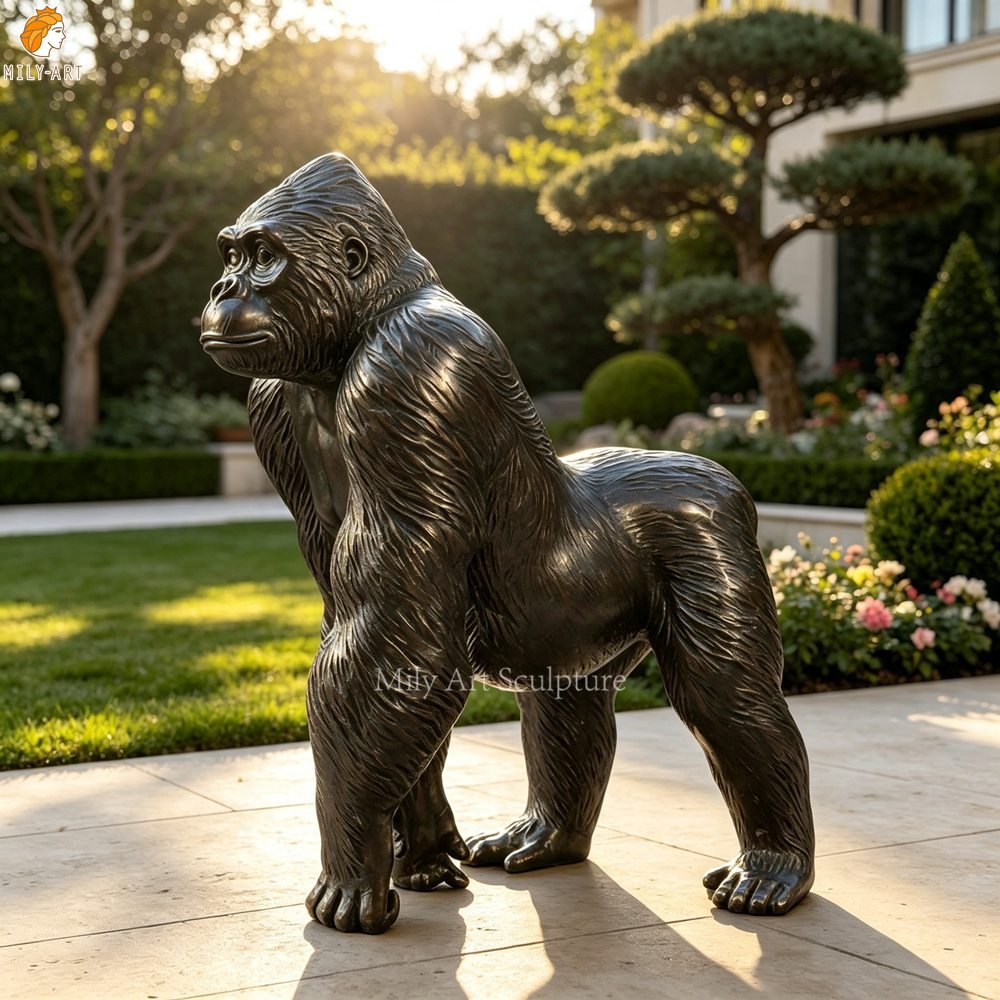 Life Size Bronze Gorilla Sculpture -Walking Gorilla MLBS-387 Life Size Bronze Gorilla Sculpture for Yard