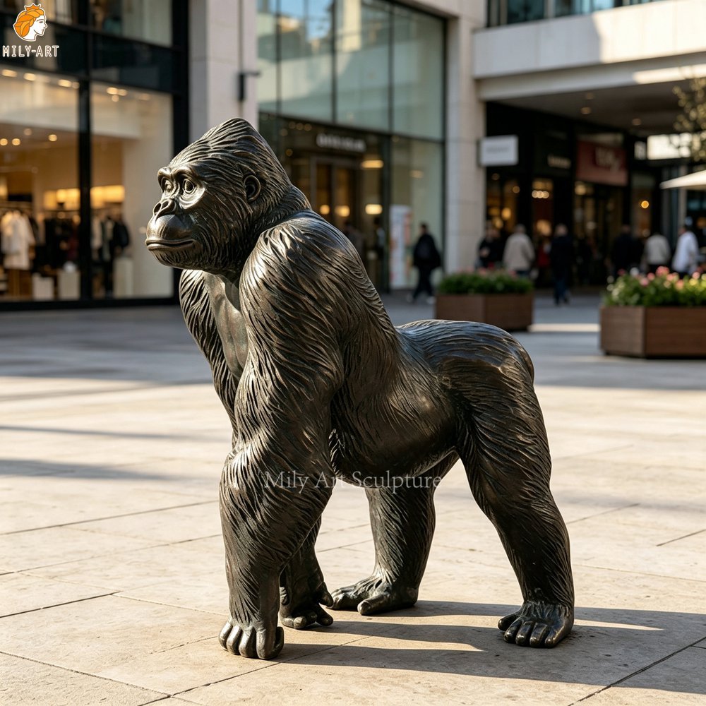 Life Size Bronze Gorilla Sculpture -Walking Gorilla MLBS-387 Life Size Walking Bronze Gorilla Sculpture for Outdoor Square