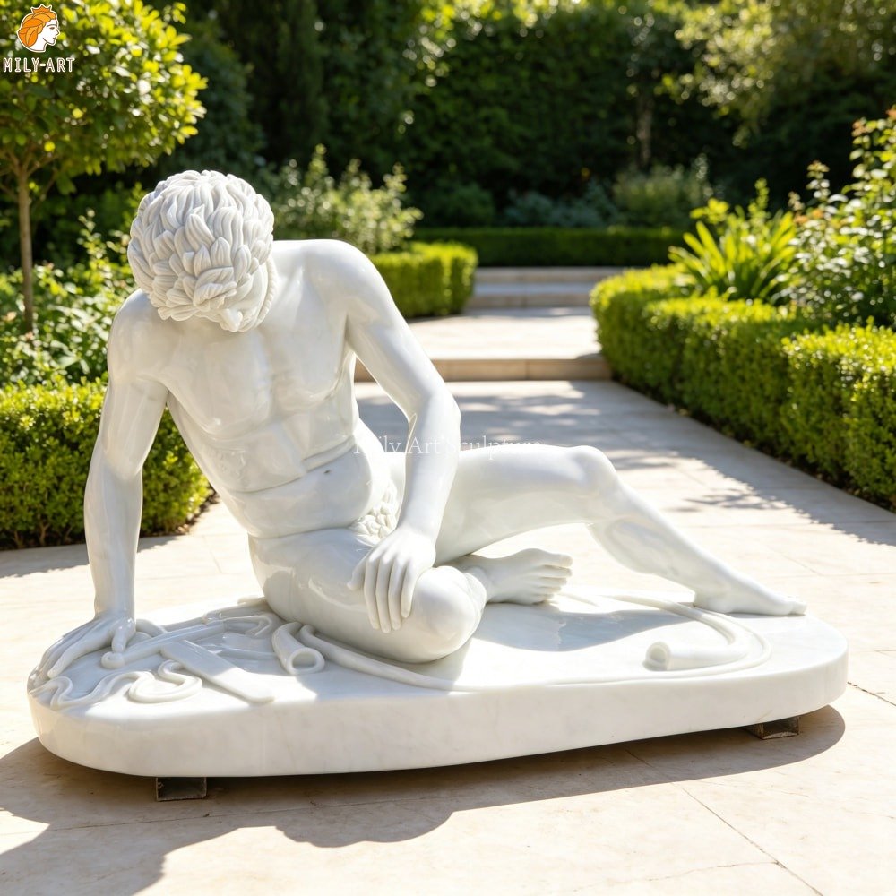 Hand-Carved White Marble Replica of the Famous Dying Gaul Sculpture MLMS-456 White Marble Dying Gaul Statue Replica for the Yard