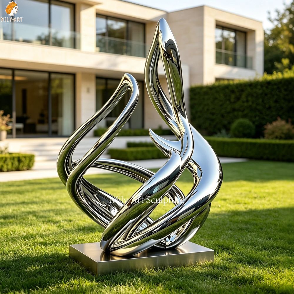 Contemporary Abstract Mirror Polished Art Sculpture for Lawn Decor