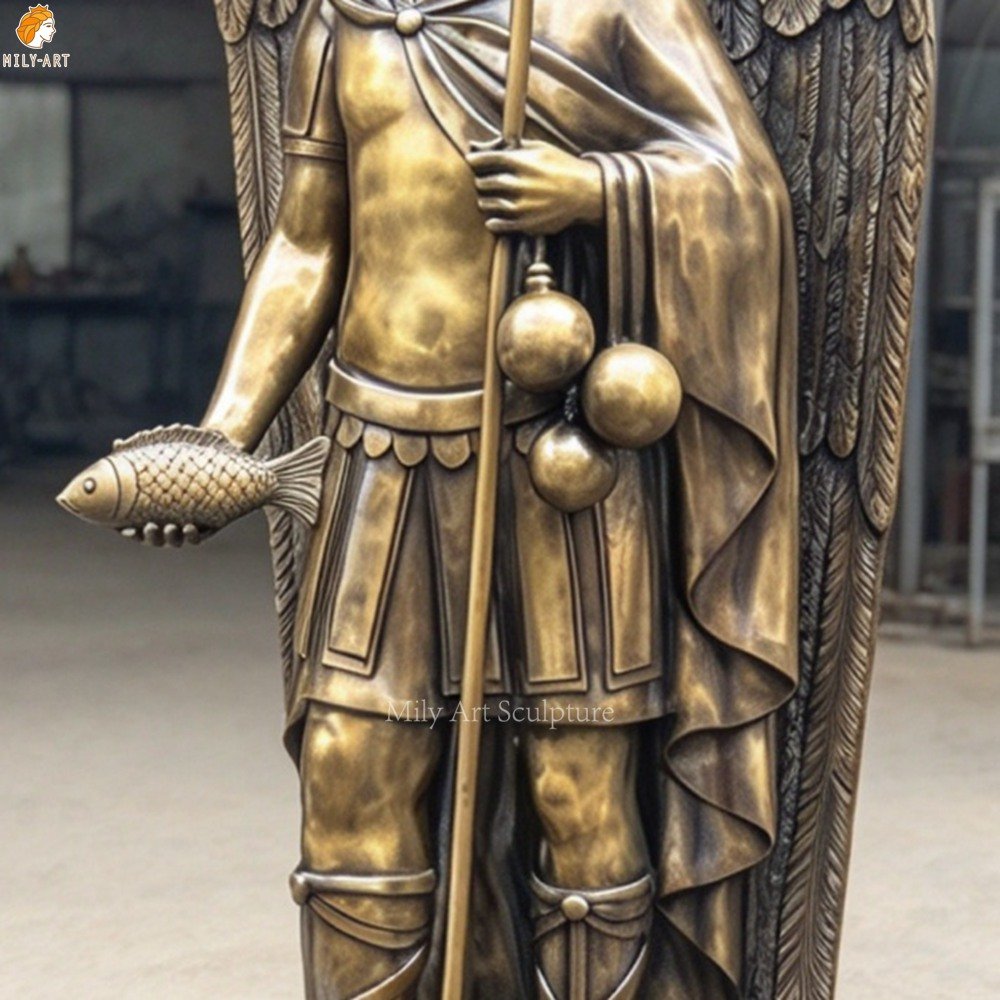 Saint Raphael the Archangel Bronze Sculpture MLBS-403 Saint Raphael the Archangel Bronze Sculpture Detail