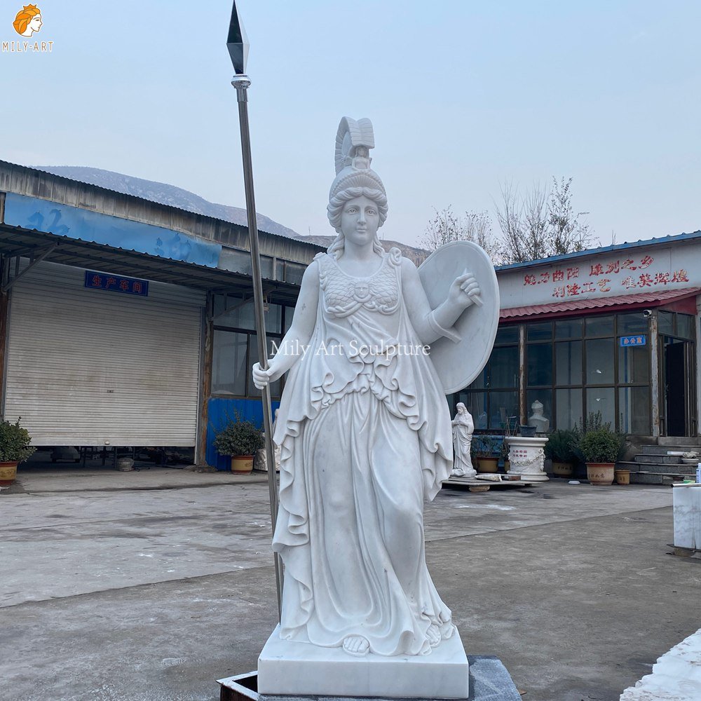 White Marble Statue of the Greek Goddess Athena MLMS-464 White Marble Statue of the Greek Goddess Athena Factory Photo