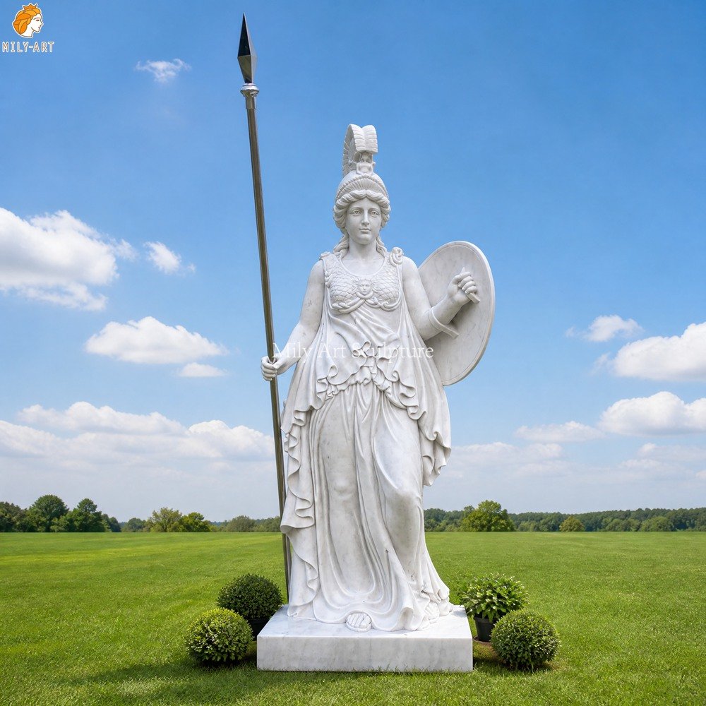 White Marble Statue of the Greek Goddess Athena for Outdoor