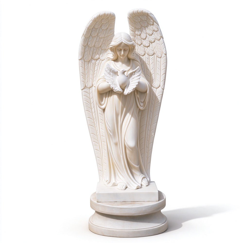 Hand-Carved Peaceful Dove Angel Marble Sculpture MLMS-472 Hand-Carved Peaceful Dove Angel Marble Sculpture