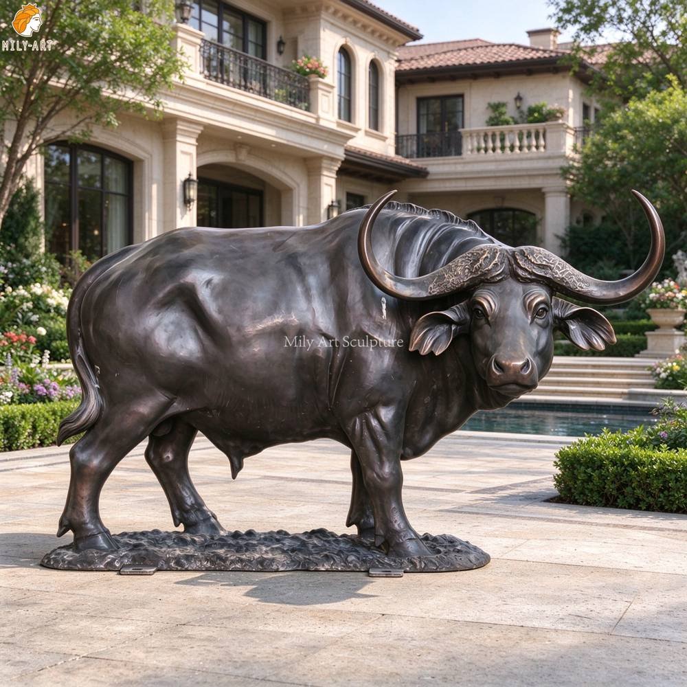 Large Outdoor Bronze Buffalo Statue - Majestic Wildlife Sculpture for Garden & Estate MLBS-406 Large Outdoor Bronze Buffalo Statue - Majestic Wildlife Sculpture for Yard