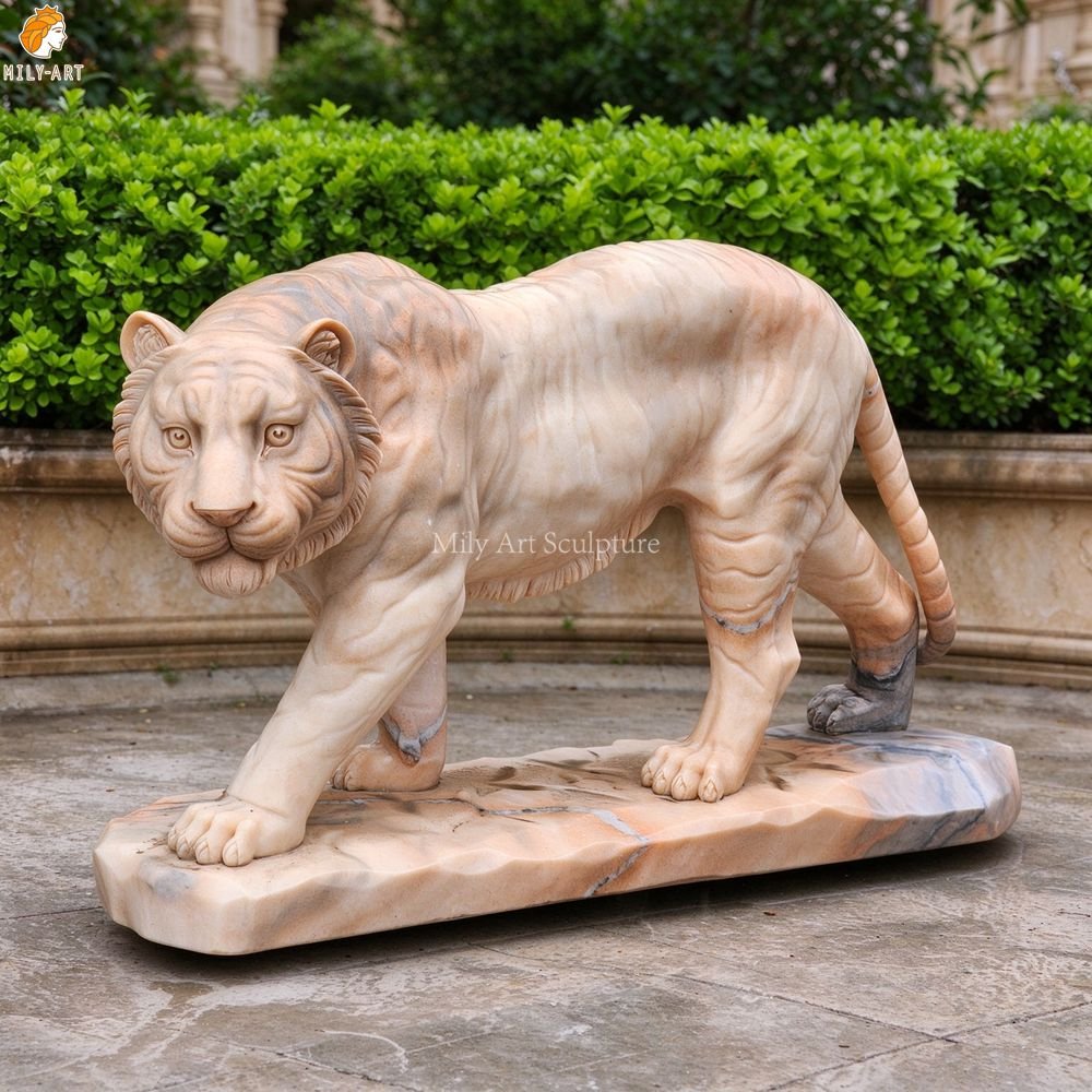 Life Size Outdoor Marble Tiger Statue for Sale MLMS-471 Life Size Outdoor Marble Tiger Statue