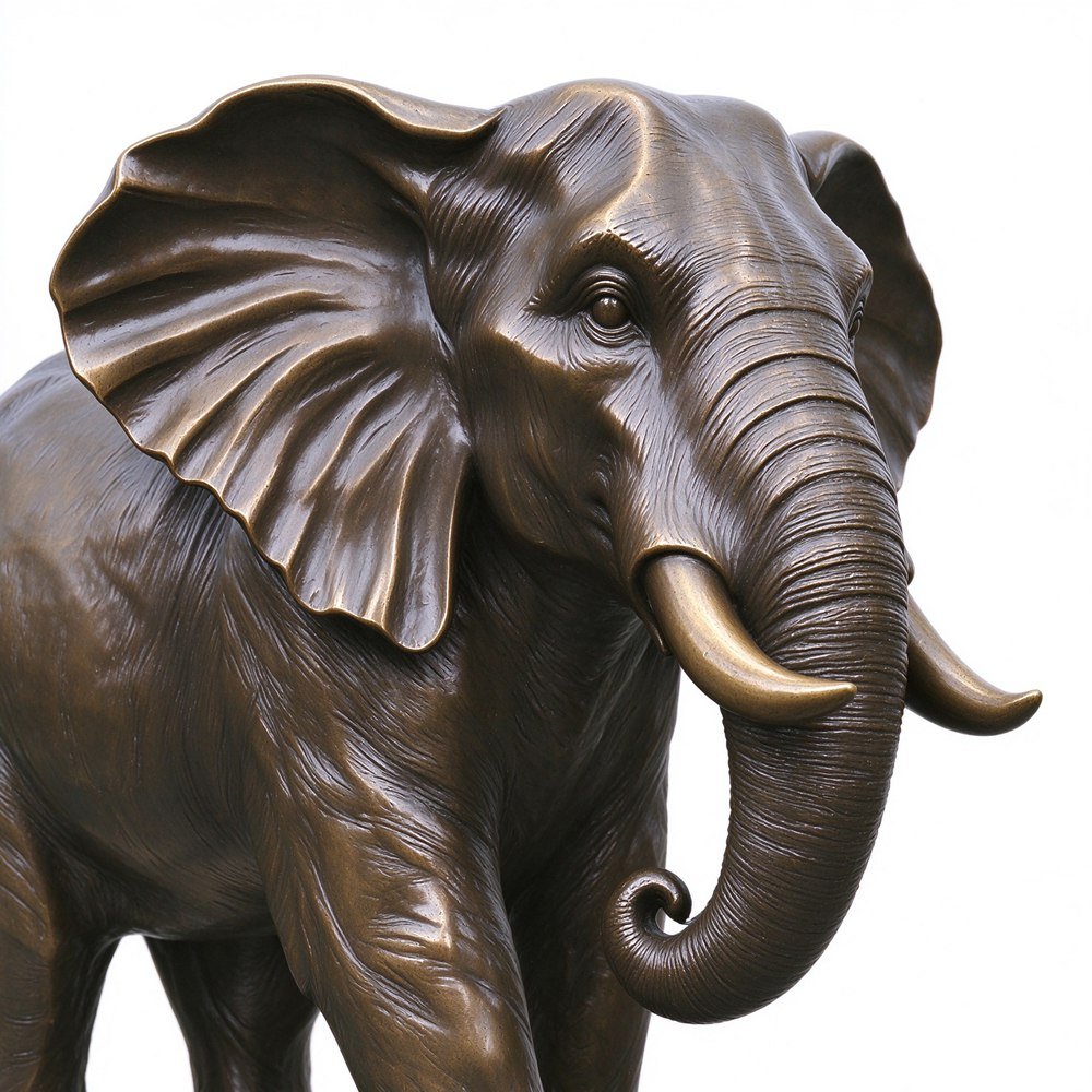 Lifelike Bronze Elephant Statue Trunk Down Garden Decor MLBS-408 Lifelike Bronze Elephant Statue Trunk Down Detail