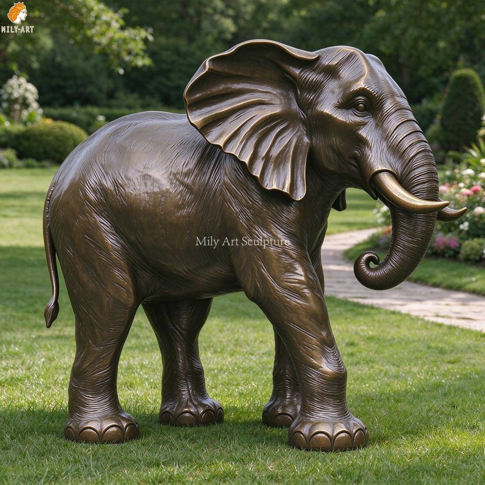 Lifelike Bronze Elephant Statue Trunk Down Garden Decor MLBS-408 Lifelike Bronze Elephant Statue Trunk Down Yard Decor
