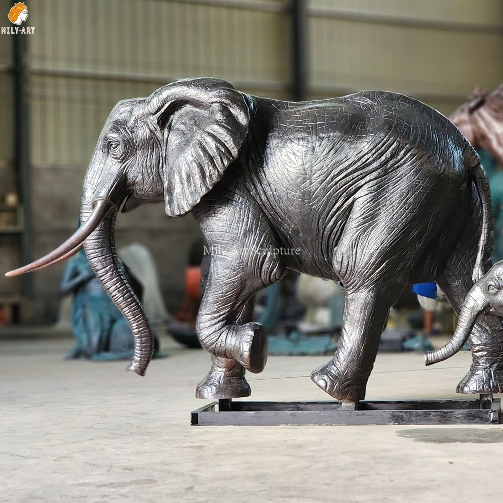 Lifelike Bronze Elephant Statue Trunk Down Garden Decor MLBS-408 Lifelike Large Bronze Elephant Statue Trunk Down
