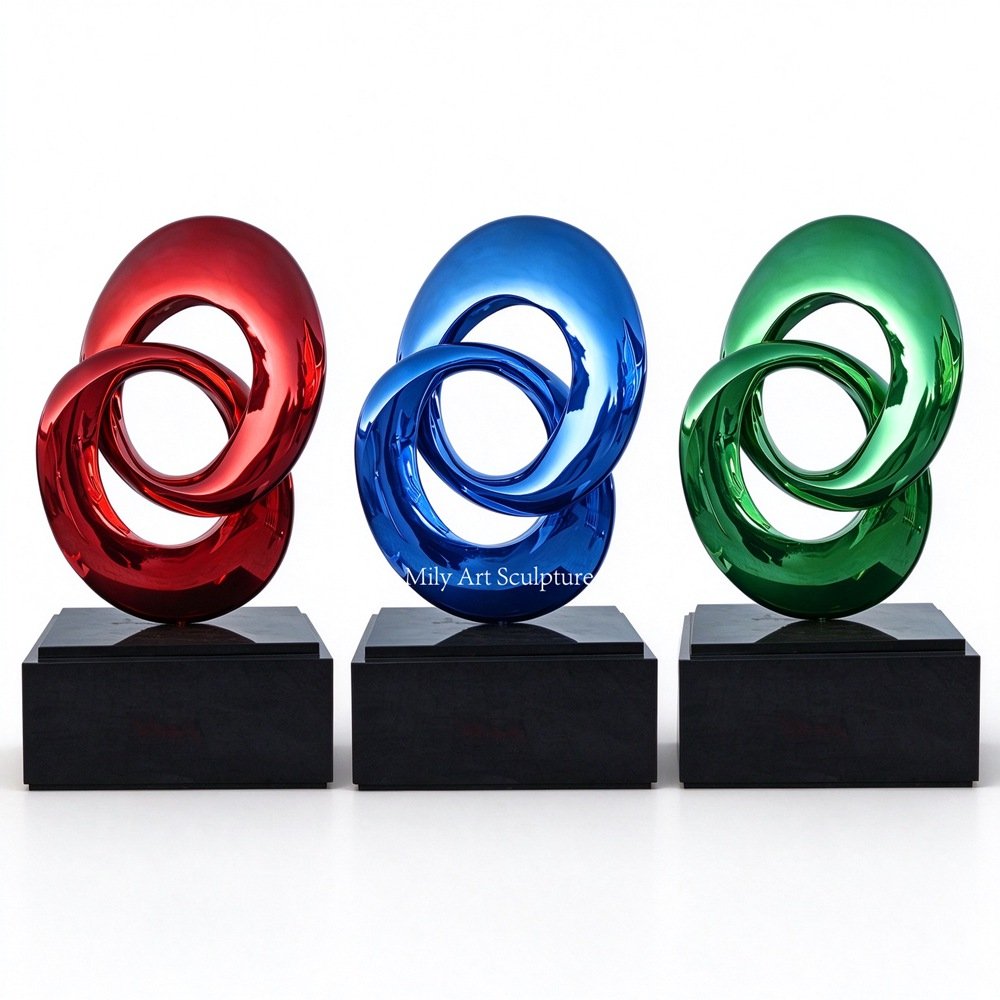 Mirror-Polished Modern Abstract Knot Sculpture with Different Finishes