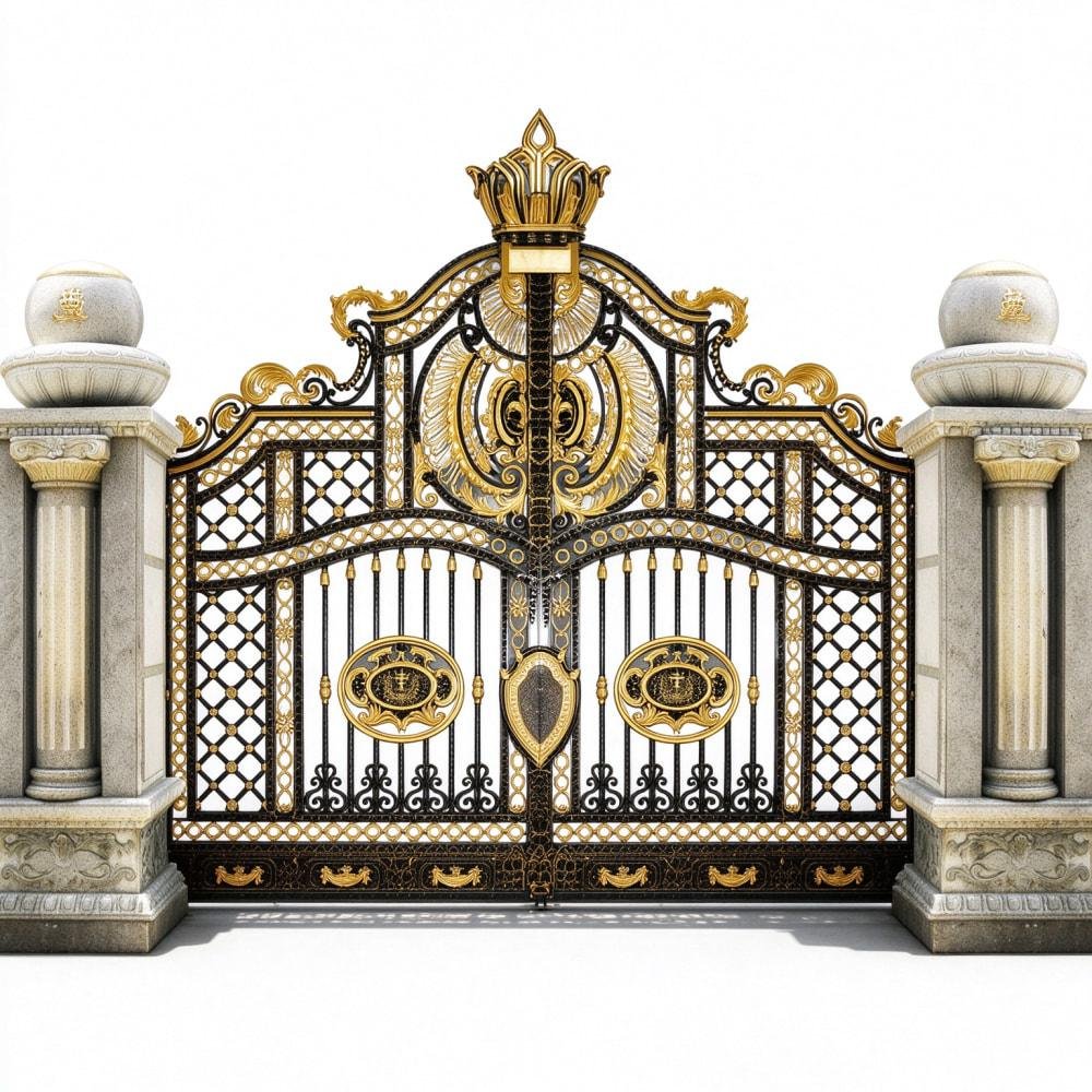 Modern Sliding Wrought Iron Main Gate Powder Coated Finish MLIS-151 Modern Sliding Wrought Iron Main Gate Powder Coated Finish