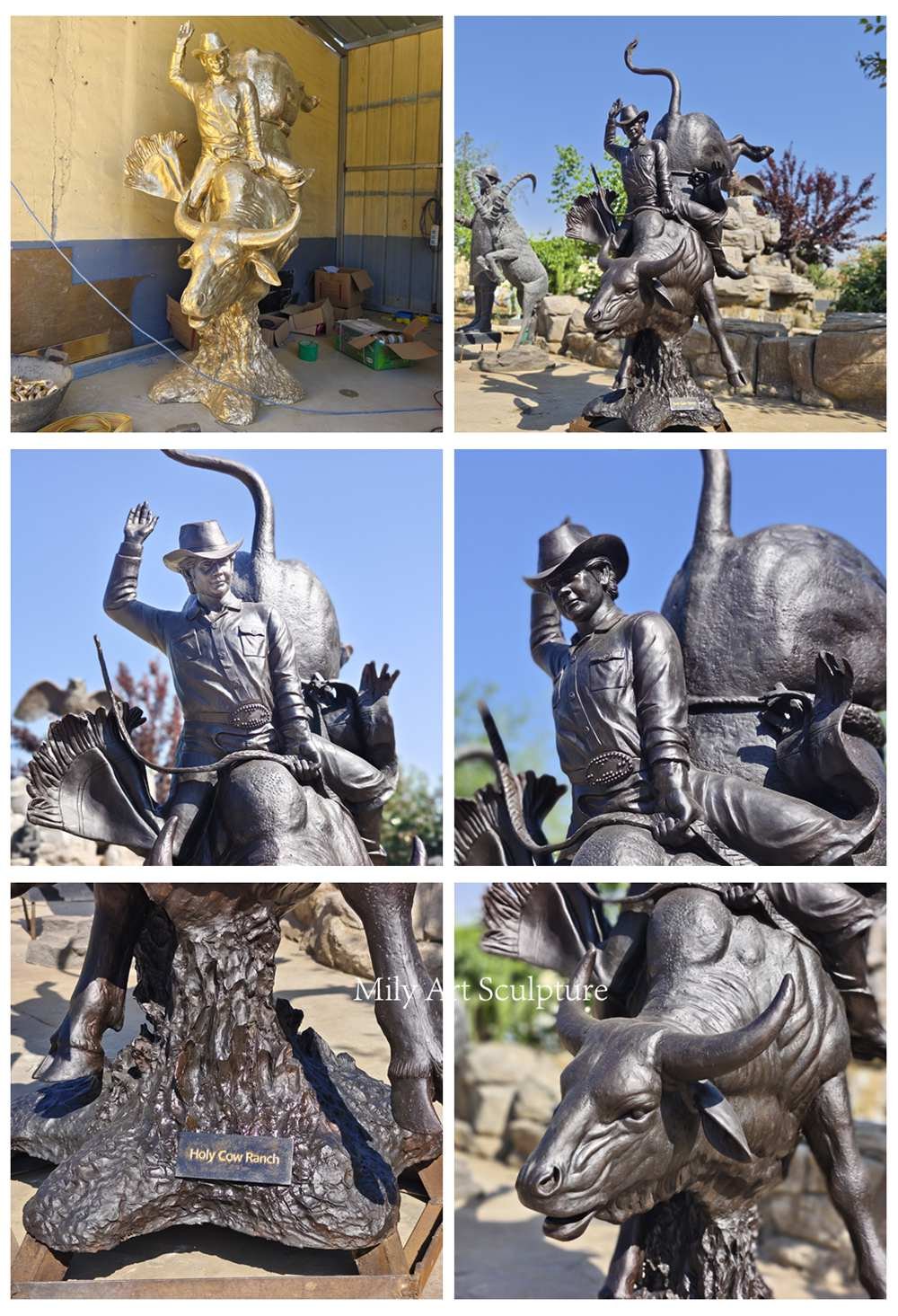 Monumental Bronze Sculpture Champion Lane Frost Replica Details