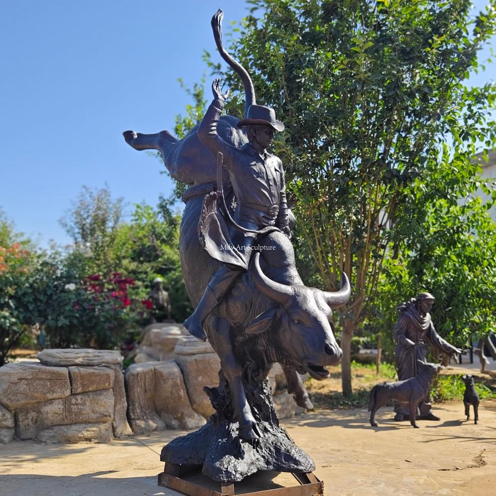 Monumental Bronze Sculpture Champion Lane Frost Replica Side View