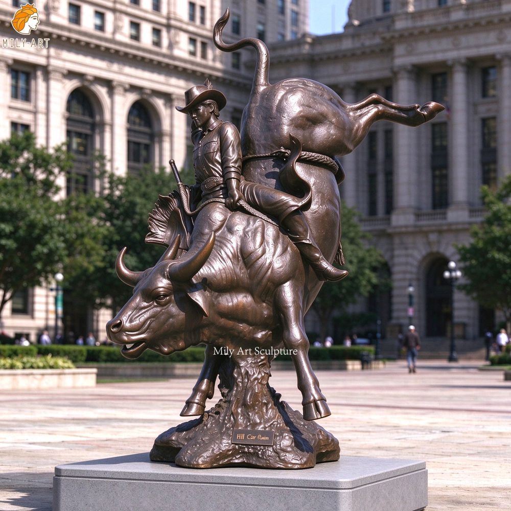 Monumental Bronze Sculpture Champion Lane Frost replica for the Square